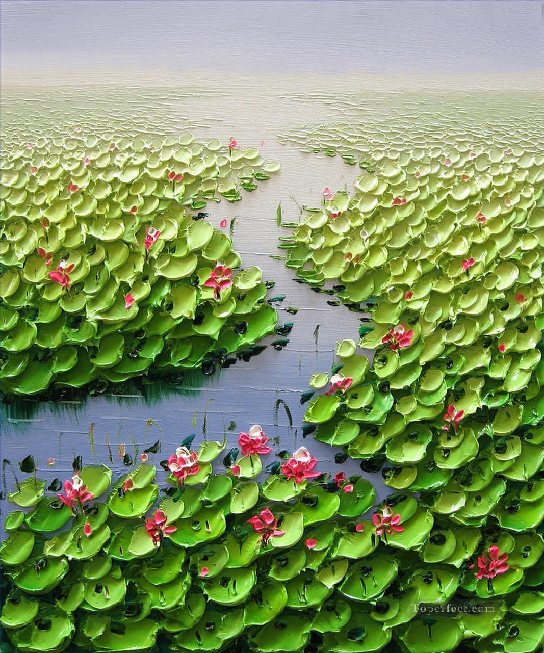 Lotus étang Texture 3D Peintures à l'huile